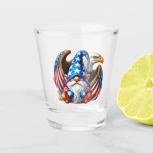 Patriotic Gnome and Eagle America 250 Celebration Shot Glass