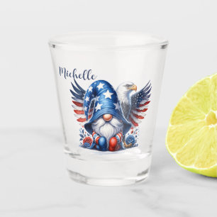 Patriotic Gnome and Eagle Americana Celebration Shot Glass