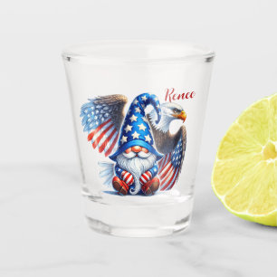 Patriotic Gnome and Eagle Americana Celebration Shot Glass
