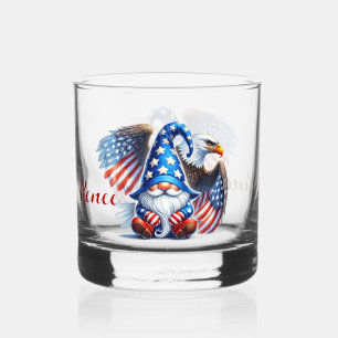 Patriotic Gnome and Eagle Americana Celebration Whiskey Glass