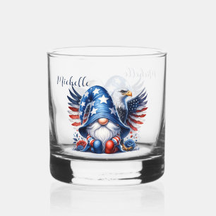 Patriotic Gnome and Eagle Americana Celebration Whiskey Glass