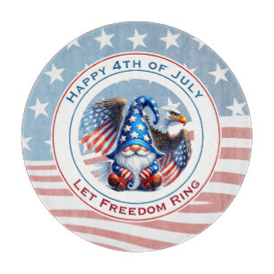 Patriotic Gnome & Eagle 4th of July Celebration Cutting Board