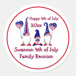 Patriotic Gnome Family Reunion Celebration Classic Round Sticker