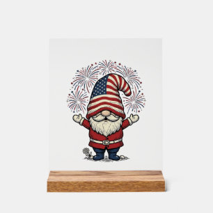 Patriotic Gnome Fireworks Vintage Vector Design_1 Acrylic Sign