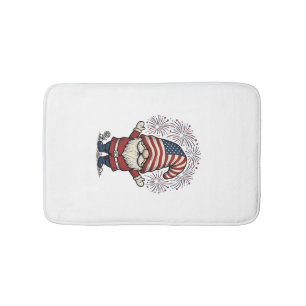 Patriotic Gnome Fireworks Vintage Vector Design_1 Bath Mat