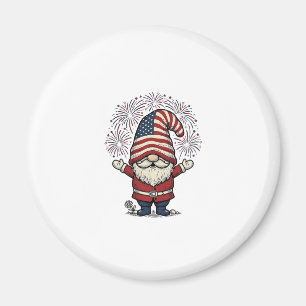 Patriotic Gnome Fireworks Vintage Vector Design_1 Magnet