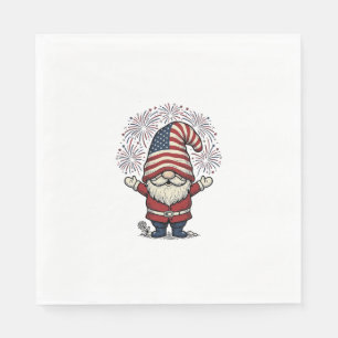 Patriotic Gnome Fireworks Vintage Vector Design_1 Napkin