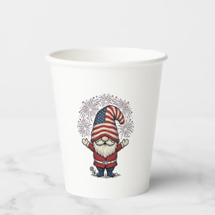 Patriotic Gnome Fireworks Vintage Vector Design_1 Paper Cups