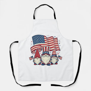 Patriotic Gnome Flag Vintage Engraving Design_1 Apron