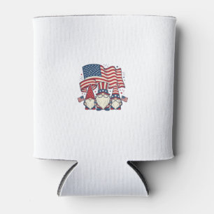 Patriotic Gnome Flag Vintage Engraving Design_1 Can Cooler
