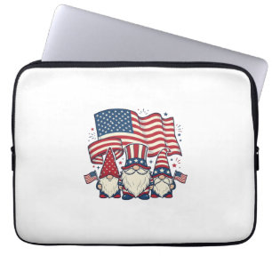 Patriotic Gnome Flag Vintage Engraving Design_1 Laptop Sleeve