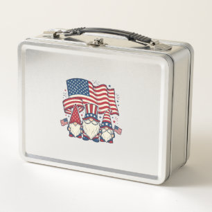 Patriotic Gnome Flag Vintage Engraving Design_1 Metal Lunch Box