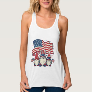 Patriotic Gnome Flag Vintage Engraving Design_1 Singlet