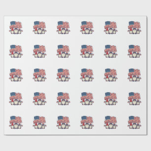 Patriotic Gnome Flag Vintage Engraving Design_1 Wrapping Paper