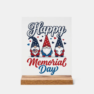 Patriotic Gnome Happy Memorial Day Vintage Shirt D Acrylic Sign