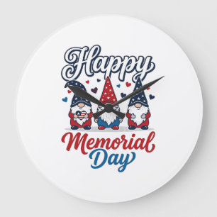 Patriotic Gnome Happy Memorial Day Vintage Shirt D Large Clock