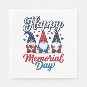 Patriotic Gnome Happy Memorial Day Vintage Shirt D Napkin
