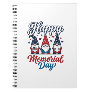 Patriotic Gnome Happy Memorial Day Vintage Shirt D Notebook