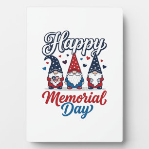 Patriotic Gnome Happy Memorial Day Vintage Shirt D Plaque