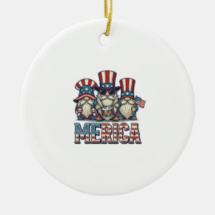 Patriotic Gnome Merica Vintage Vector Design_1 Ceramic Tree Decoration