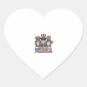 Patriotic Gnome Merica Vintage Vector Design_1 Heart Sticker