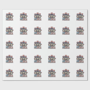 Patriotic Gnome Merica Vintage Vector Design_1 Wrapping Paper