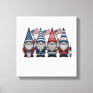 Patriotic Gnome Nurse Vector Vintage Engraving Des Canvas Print