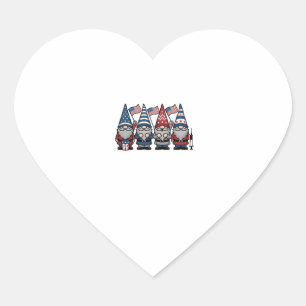 Patriotic Gnome Nurse Vector Vintage Engraving Des Heart Sticker