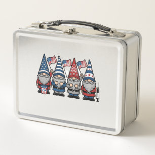Patriotic Gnome Nurse Vector Vintage Engraving Des Metal Lunch Box
