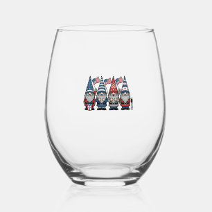 Patriotic Gnome Nurse Vector Vintage Engraving Des Stemless Wine Glass