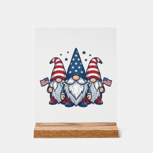 Patriotic Gnome Trio Vintage Vector Design_1 Acrylic Sign