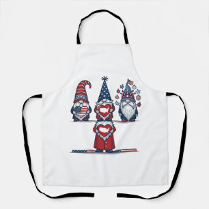 Patriotic Gnome Trio Vintage Vector Design_1 Apron