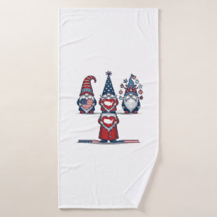 Patriotic Gnome Trio Vintage Vector Design_1 Bath Towel