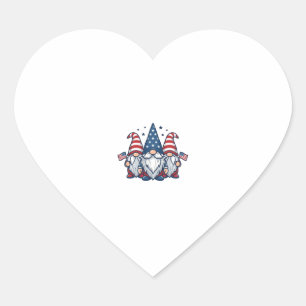 Patriotic Gnome Trio Vintage Vector Design_1 Heart Sticker