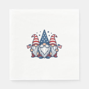 Patriotic Gnome Trio Vintage Vector Design_1 Napkin