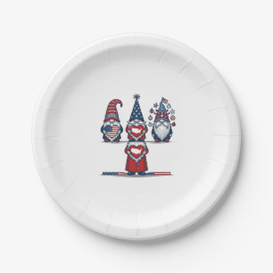 Patriotic Gnome Trio Vintage Vector Design_1 Paper Plate