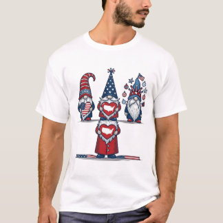 Patriotic Gnome Trio Vintage Vector Design_1 T-Shirt