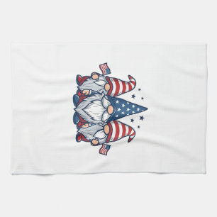 Patriotic Gnome Trio Vintage Vector Design_1 Tea Towel
