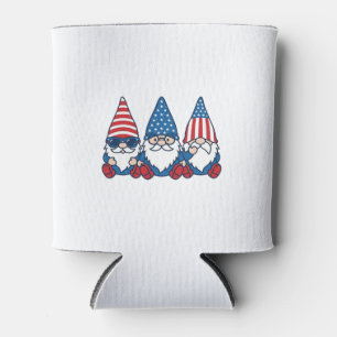 Patriotic Gnome Trio Vintage Vector Shirt Design_1 Can Cooler