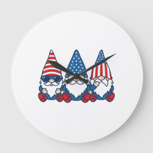 Patriotic Gnome Trio Vintage Vector Shirt Design_1 Large Clock