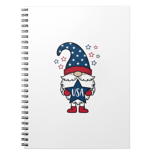 Patriotic Gnome USA Star Vector Shirt Design_1 Notebook (Front)