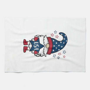 Patriotic Gnome USA Star Vector Shirt Design_1 Tea Towel