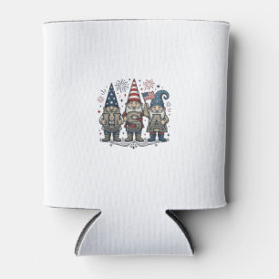 Patriotic Gnome USA Vintage Fourth of July Shirt_1 Can Cooler
