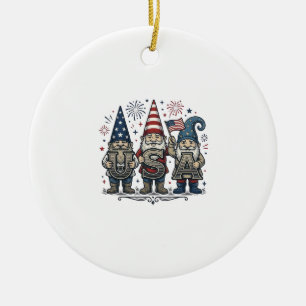 Patriotic Gnome USA Vintage Fourth of July Shirt_1 Ceramic Tree Decoration