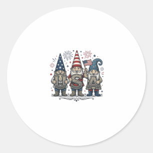 Patriotic Gnome USA Vintage Fourth of July Shirt_1 Classic Round Sticker