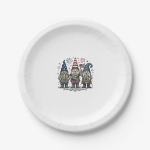 Patriotic Gnome USA Vintage Fourth of July Shirt_1 Paper Plate