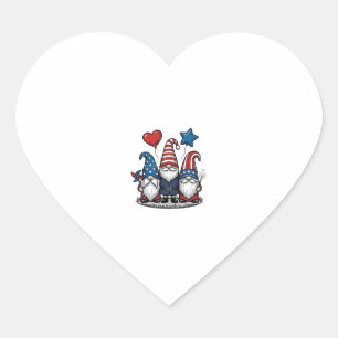 Patriotic Gnome Vintage Engraving Vector Design_1 Heart Sticker