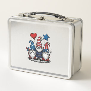 Patriotic Gnome Vintage Engraving Vector Design_1 Metal Lunch Box