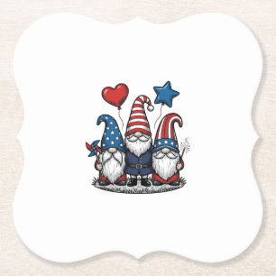 Patriotic Gnome Vintage Engraving Vector Design_1 Paper Coaster