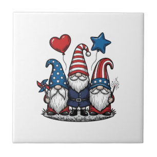 Patriotic Gnome Vintage Engraving Vector Design_1 Tile